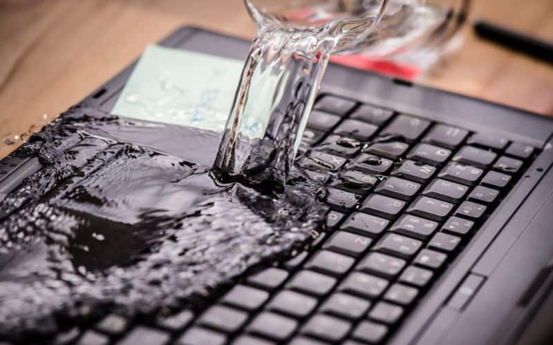 Water spilled on laptop